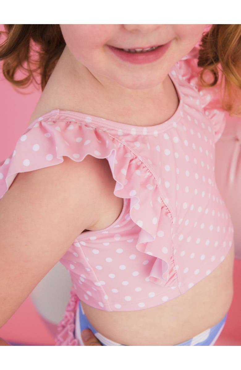 RuffleButts UPF50 Waterfall Tankini, Alternate, color, Periwinkle Blue Wavy Stripe