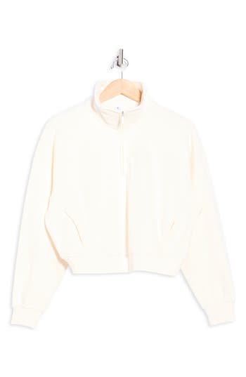 Apana Forever Fleece Quarter Zip Sweatshirt In White