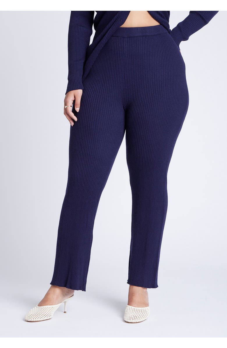 ELOQUII Ribbed Sweater Pull On Pant, Alternate, color, Midnight Navy
