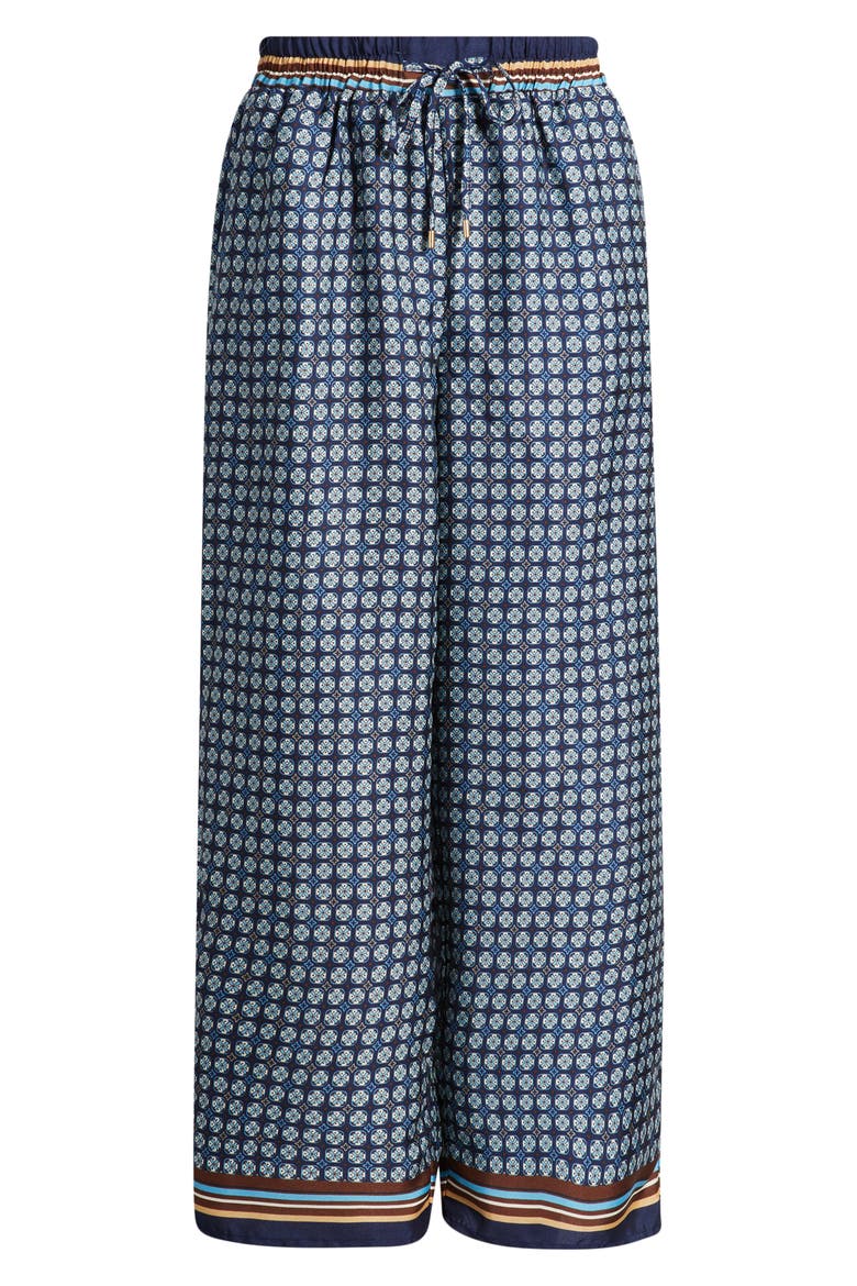 Relaxed Drawstring Satin Pants, Alternate, color, CLASSIC NAVY