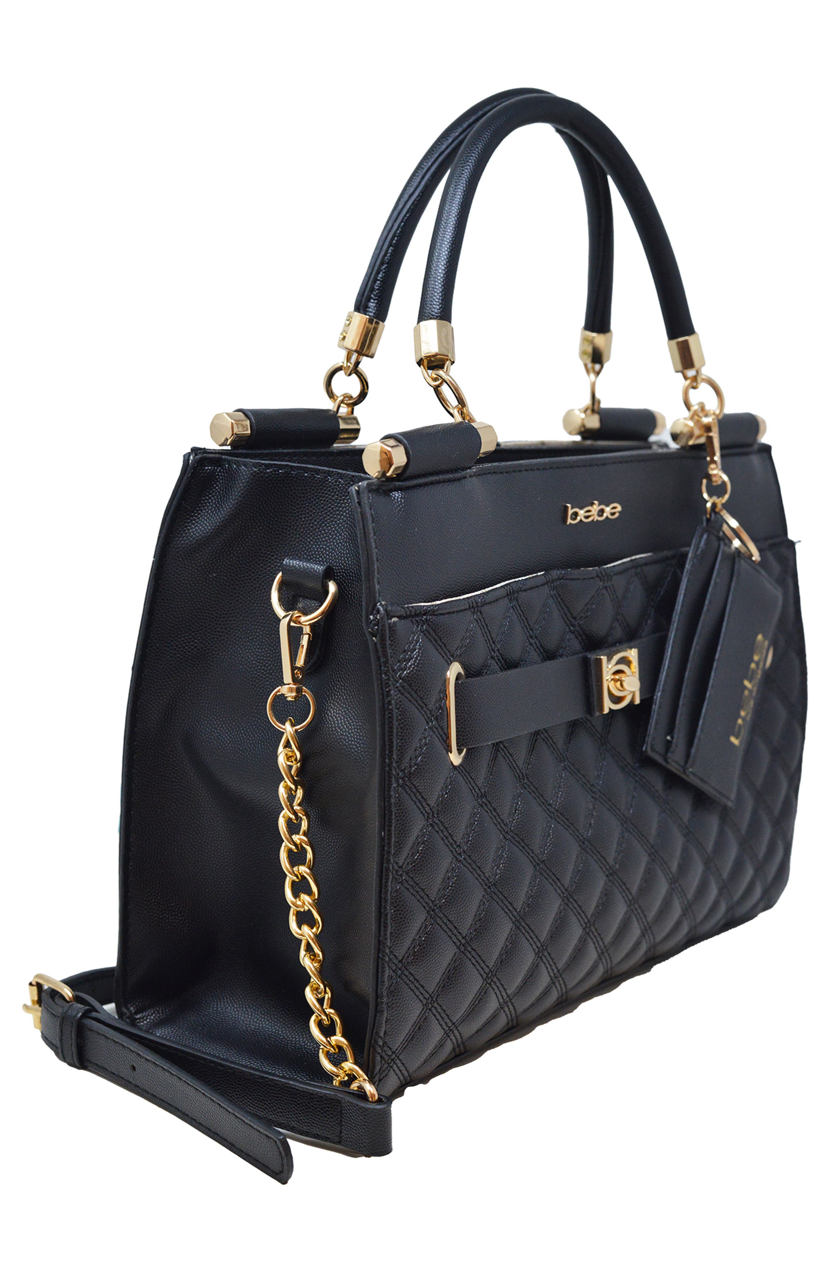 bebe Alex Quilted Satchel, Alternate, color, 