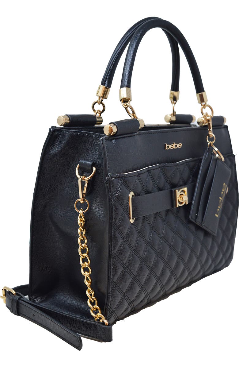 bebe Alex Quilted Satchel, Alternate, color,