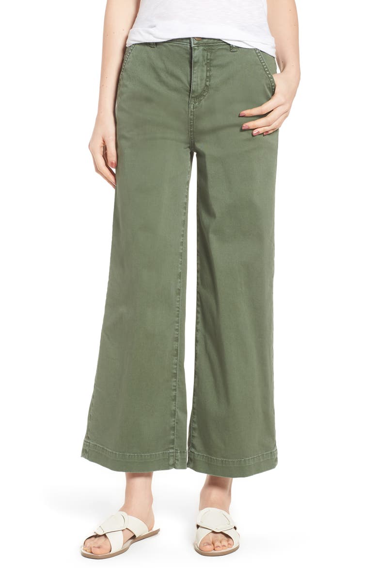 Wide Leg Crop Pants, Main, color, GREEN DUNE