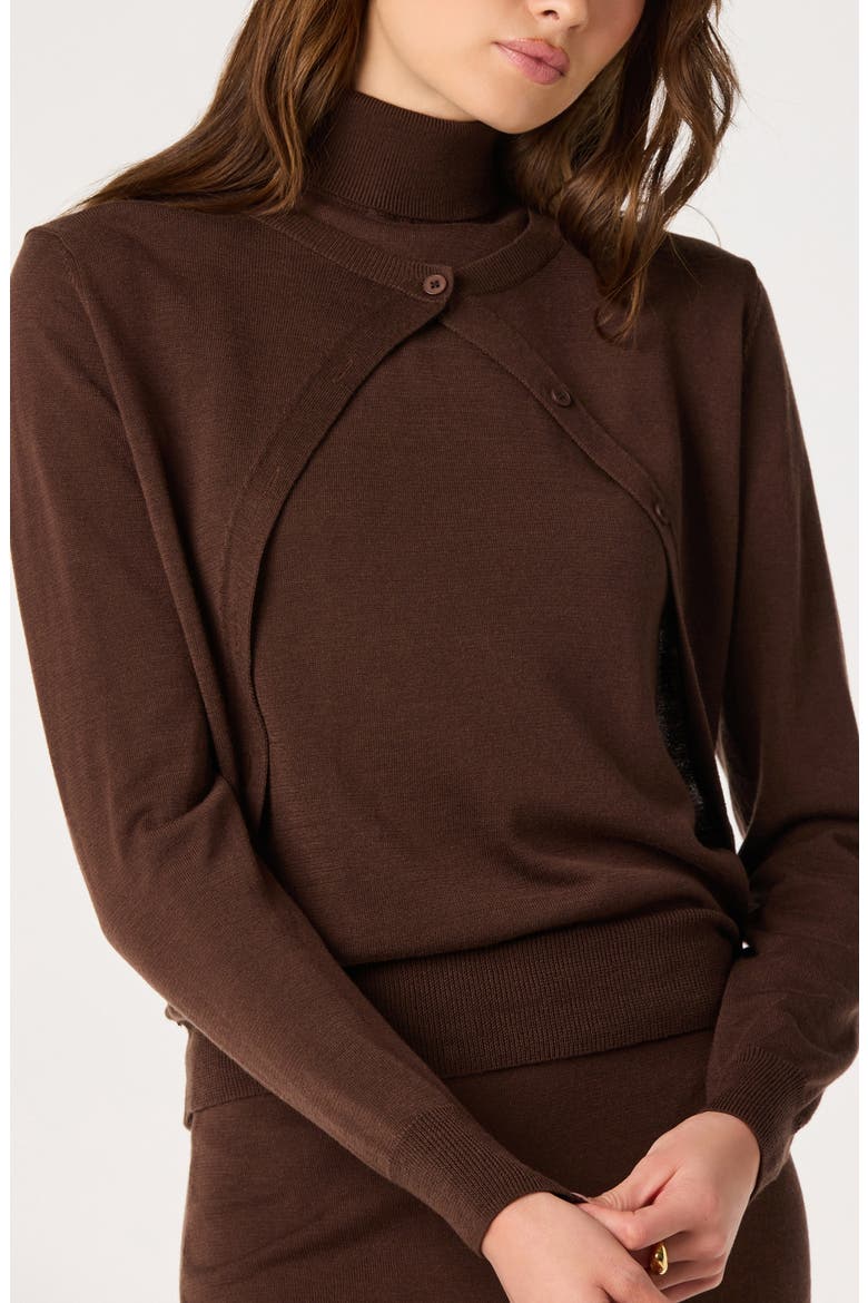 Kelly Mock Neck Sweater, Alternate, color, BROWN