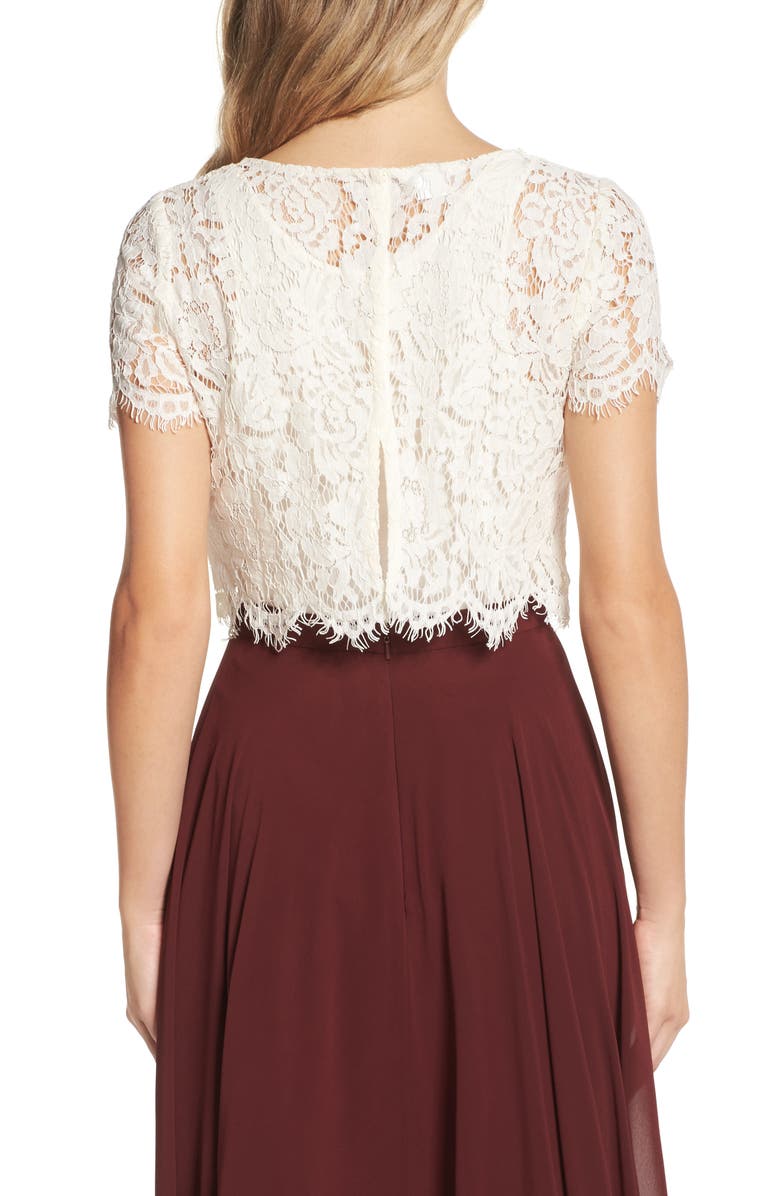 Jenny Yoo Kenzie Lace Crop Top, Alternate, color, 