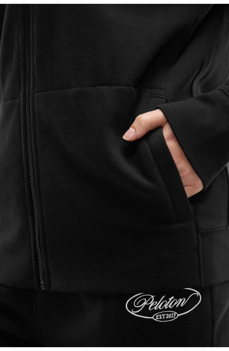 Peloton Soft Fleece Full Zip Hoodie, Alternate, color, Black