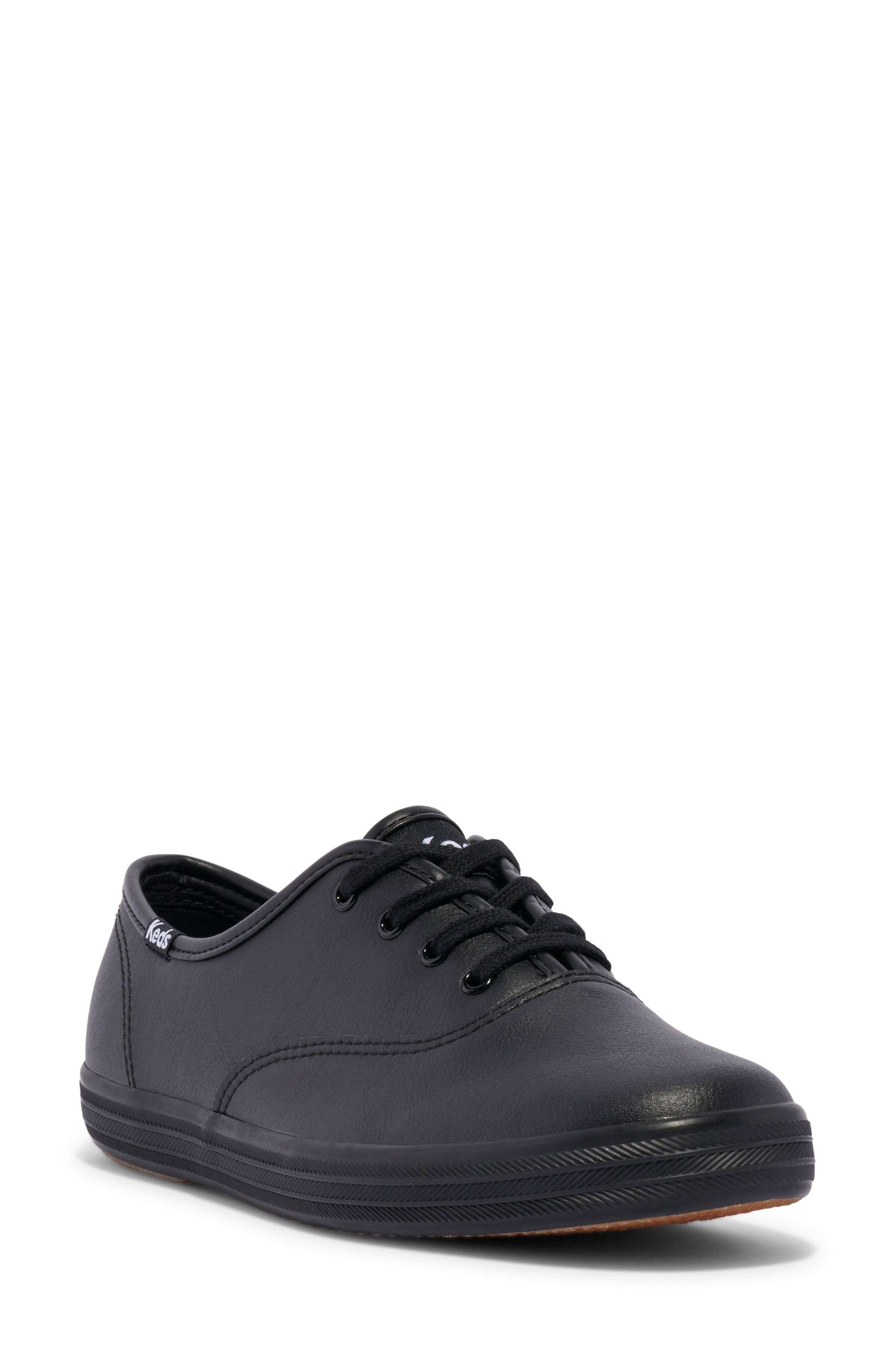 Keds<sup>®</sup> Champion Leather Sneaker - Multiple Widths Available, Main, color, Black