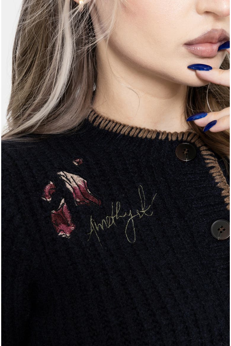 Ame Embroidered Blanket Stitch Cardigan, Alternate, color, Blue