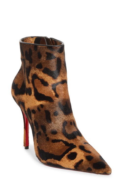 Christian Louboutin Miss Z Genuine Calf Hair Pointed Toe Bootie In Brown