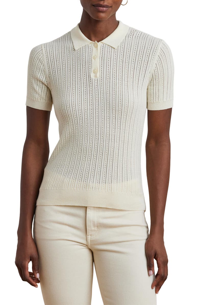 Lauren Ralph Lauren Pointelle Polo, Main, color, Mascarpone Cream