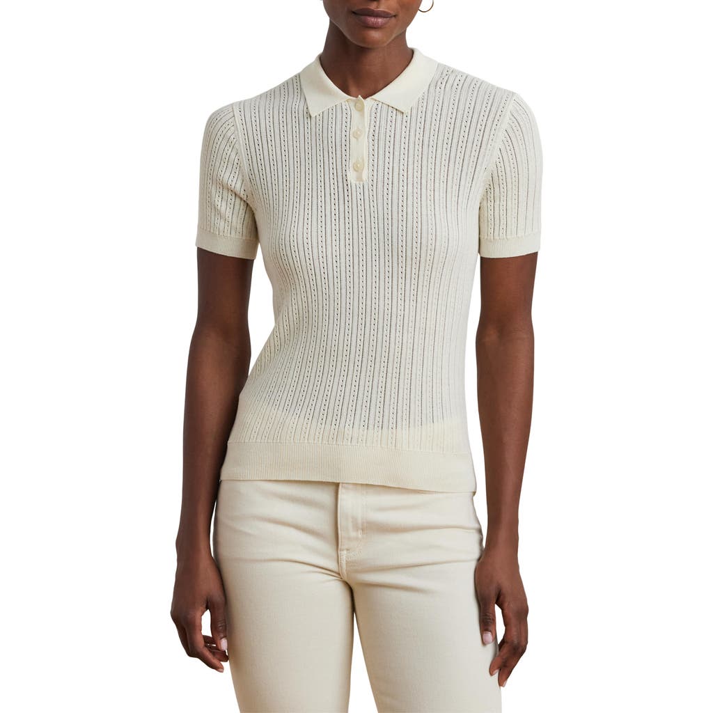 Shop Ralph Lauren Lauren Pointelle Polo In Mascarpone Cream