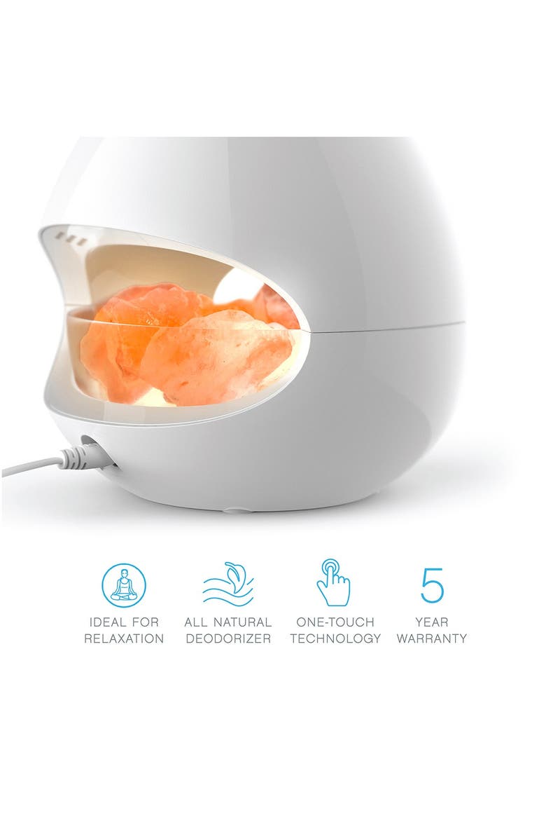 PureGlow Crystal Himalayan Salt Lamp & Ultrasonic Aroma Diffuser, Alternate, color, WHITE