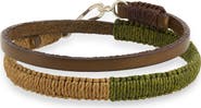 Caputo & Co. Men's Hand-Knotted Leather Double Wrap Bracelet