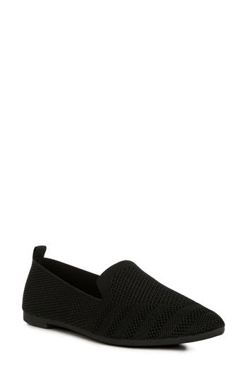 London Rag Akili Textured Knit Pointed Toe Flat In Black