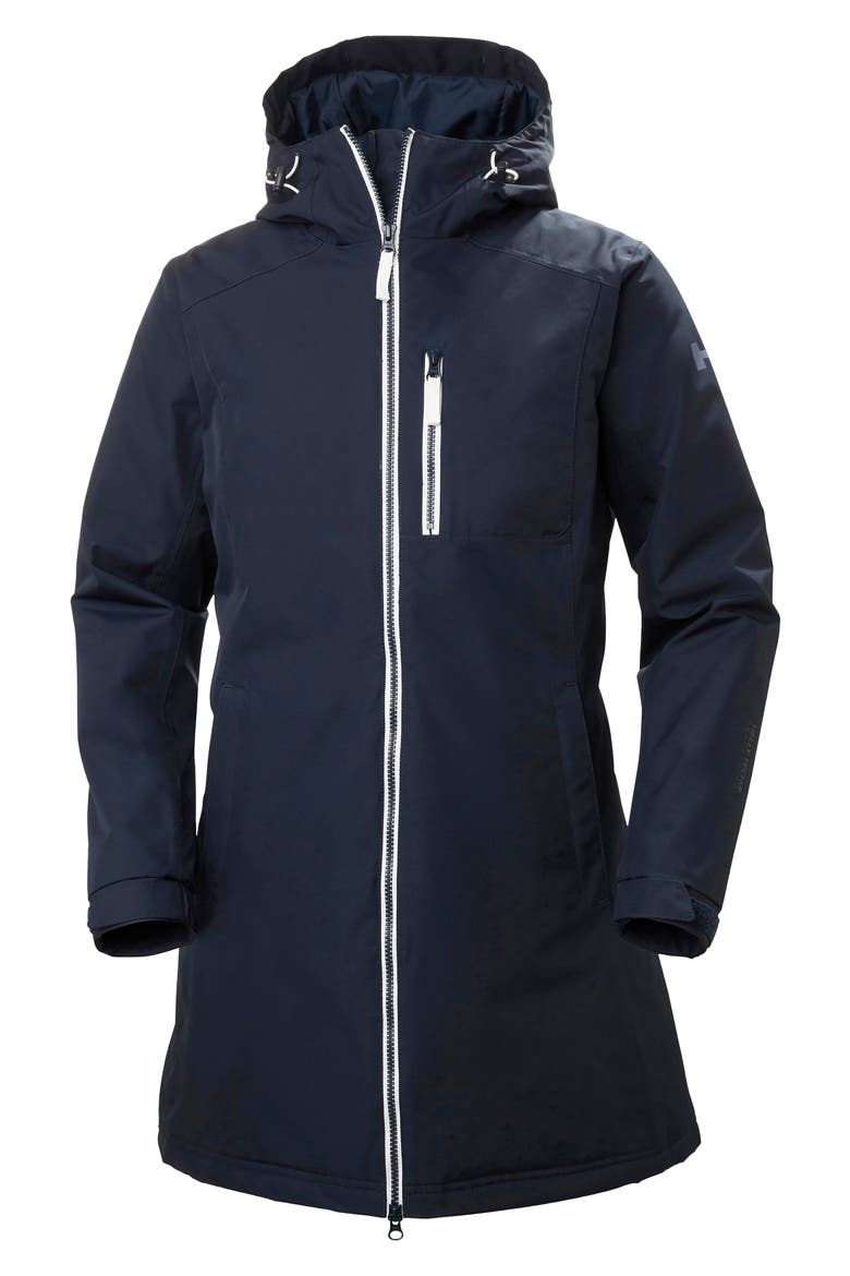 Belfast Long Waterproof Winter Rain Jacket, Alternate, color, NAVY
