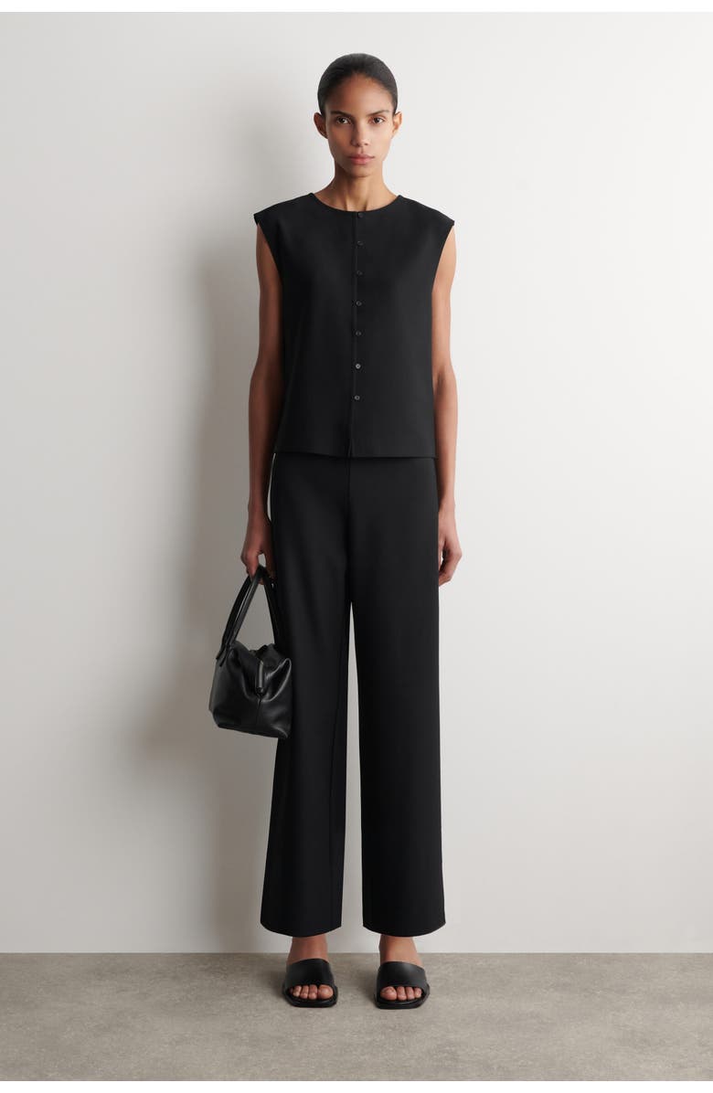 COS Buttoned Knitted Top, Alternate, color, Black
