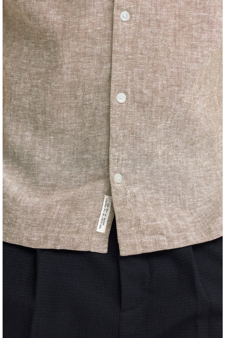 Sauby Linen Blend Camp Shirt, Alternate, color, DEMITASSE