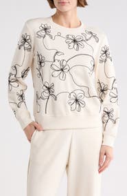 T Tahari Embroidered Scuba Sweatshirt