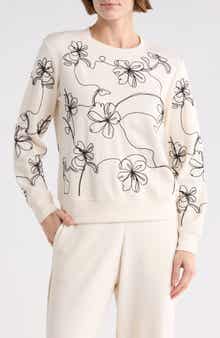 T Tahari Embroidered Scuba Sweatshirt
