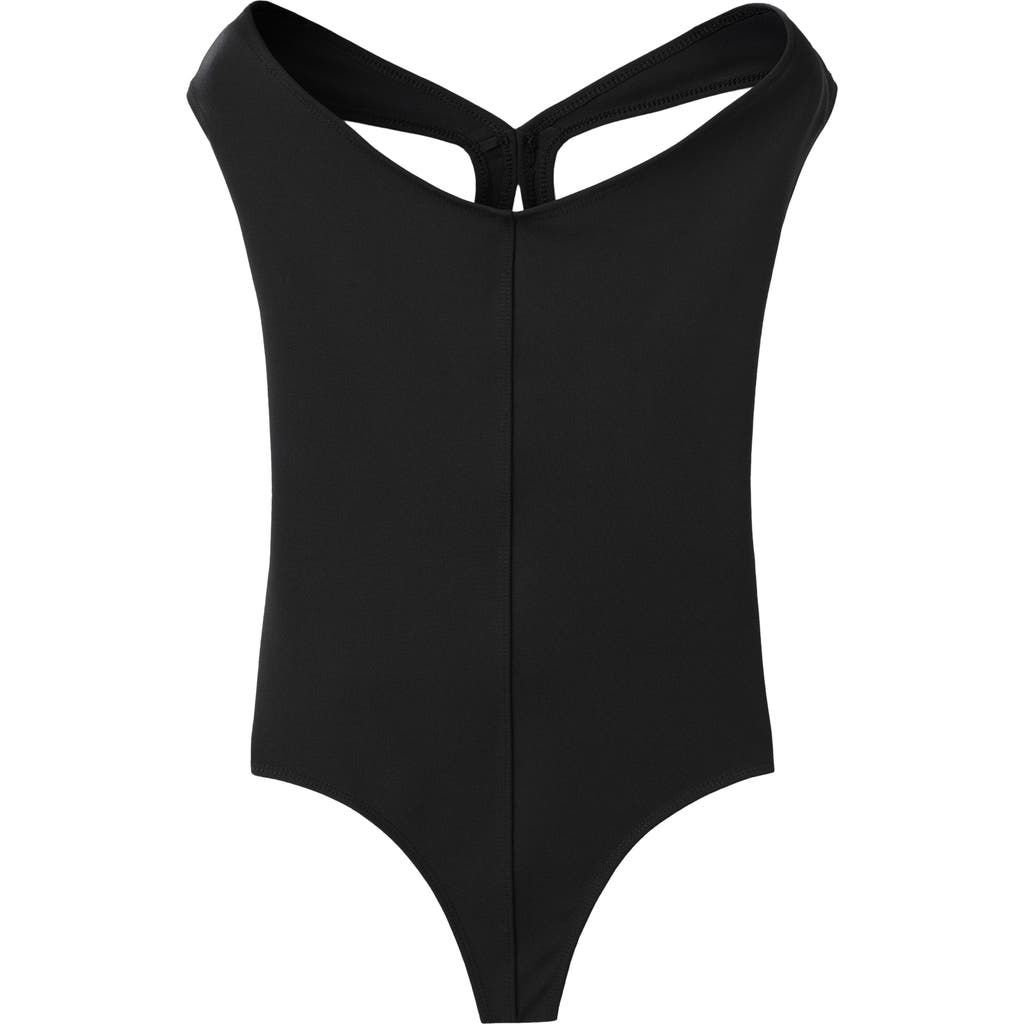 Mango Fitted Open Back Bodysuit In Black