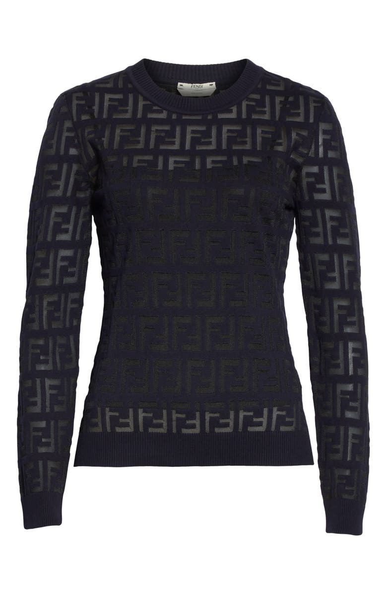 Fendi Logo Jacquard Sweater, Alternate, color, 