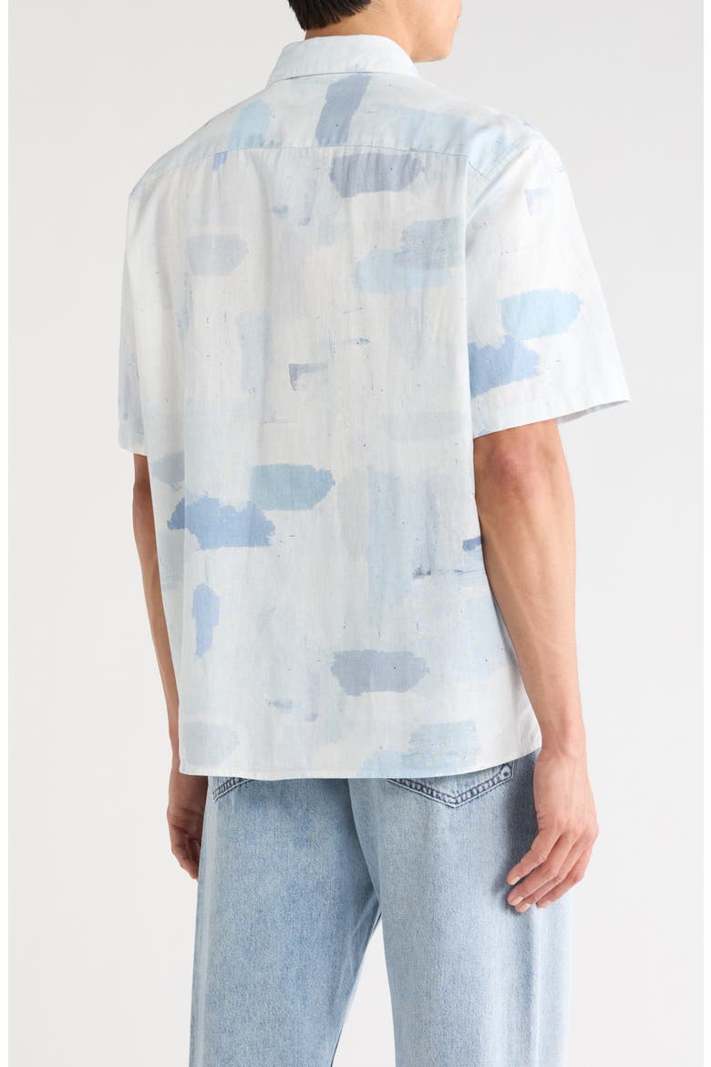 Danny Short Sleeve Linen & Cotton Button-Up Shirt, Alternate, color, BLUE MULTI