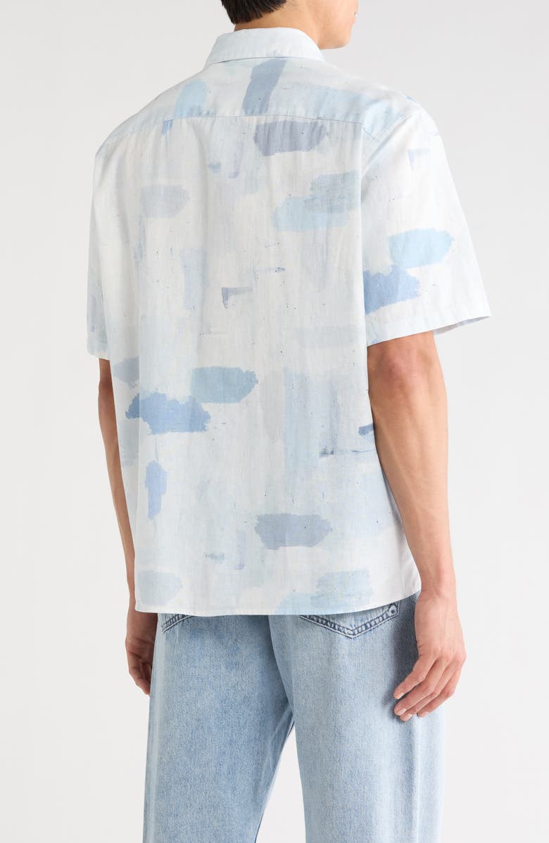 rag & bone Danny Short Sleeve Linen & Cotton Button-Up Shirt, Alternate, color, Blue Multi