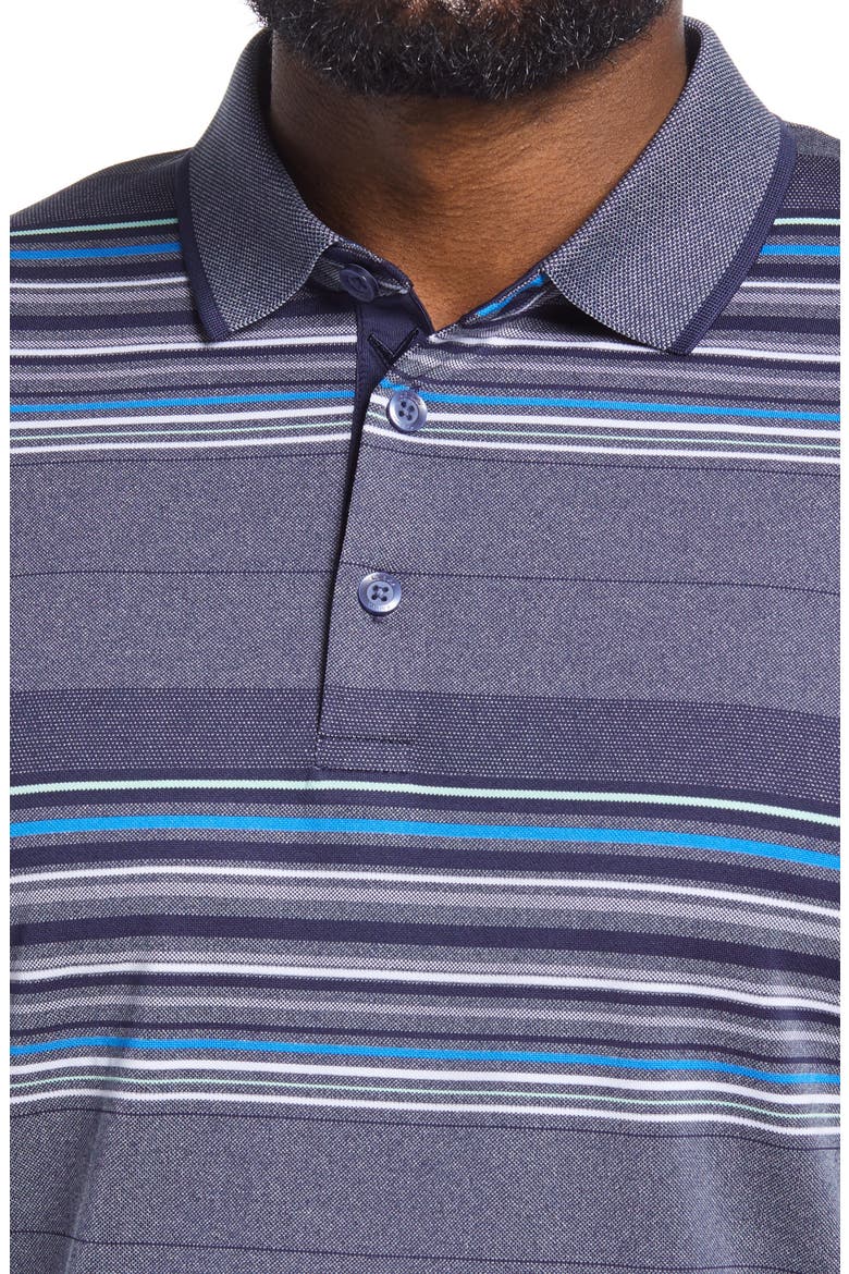 Swing Tech™ Oxford Stripe Performance Golf Polo, Alternate, color, PEACOAT HEATHER