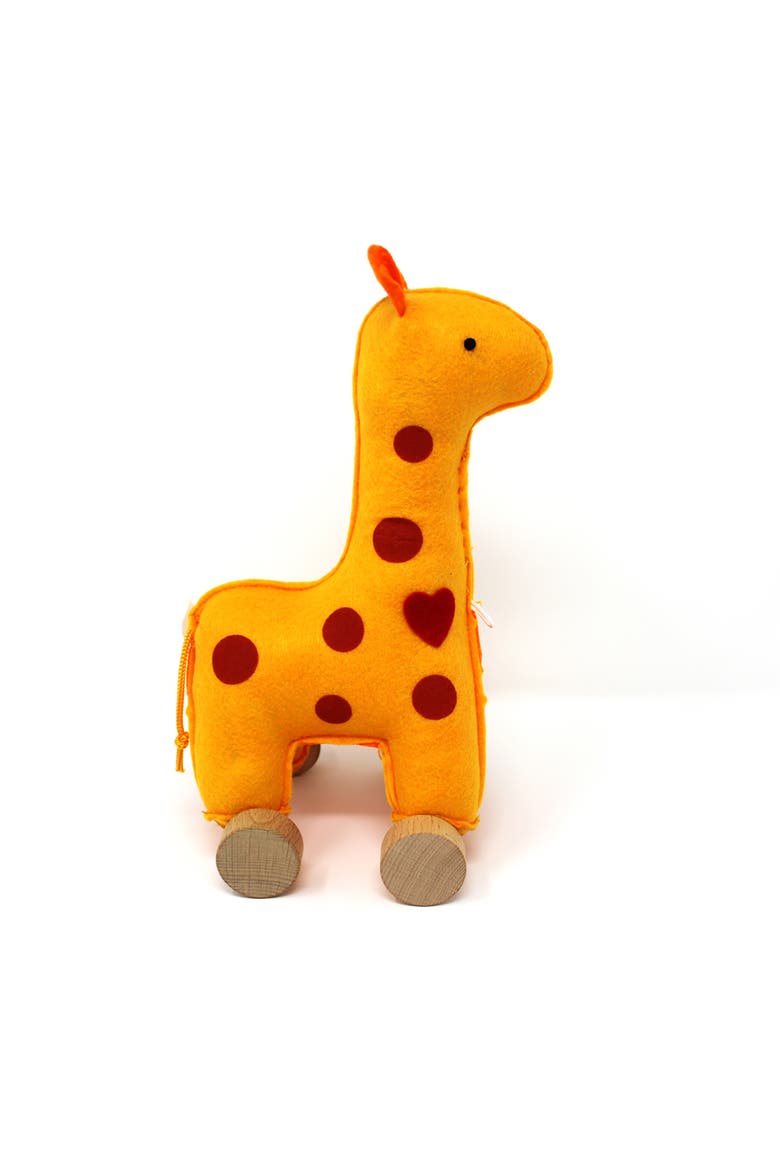 Felt Rolling toy Giraffe, Alternate, color, Yellow
