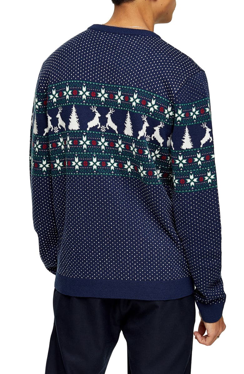 Topman Fair Isle Crewneck Sweater, Alternate, color,