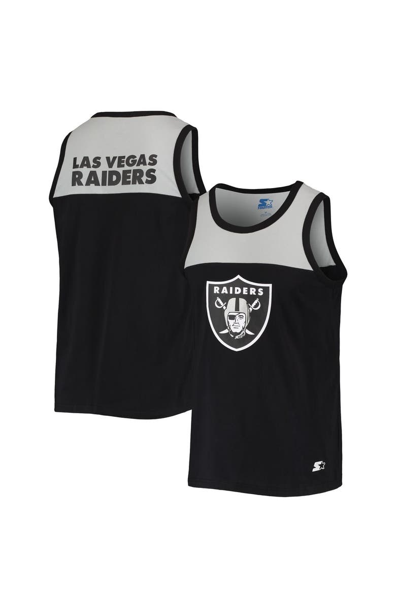 STARTER Men's Starter Black/Silver Las Vegas Raiders Team Touchdown Fashion Tank Top, Main, color, Black