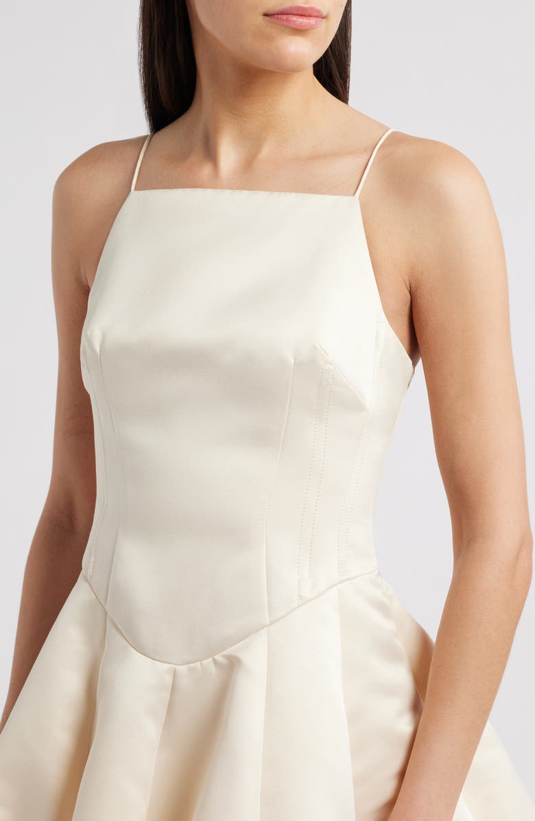 LoveShackFancy Jake Satin Minidress, Alternate, color, Champagne