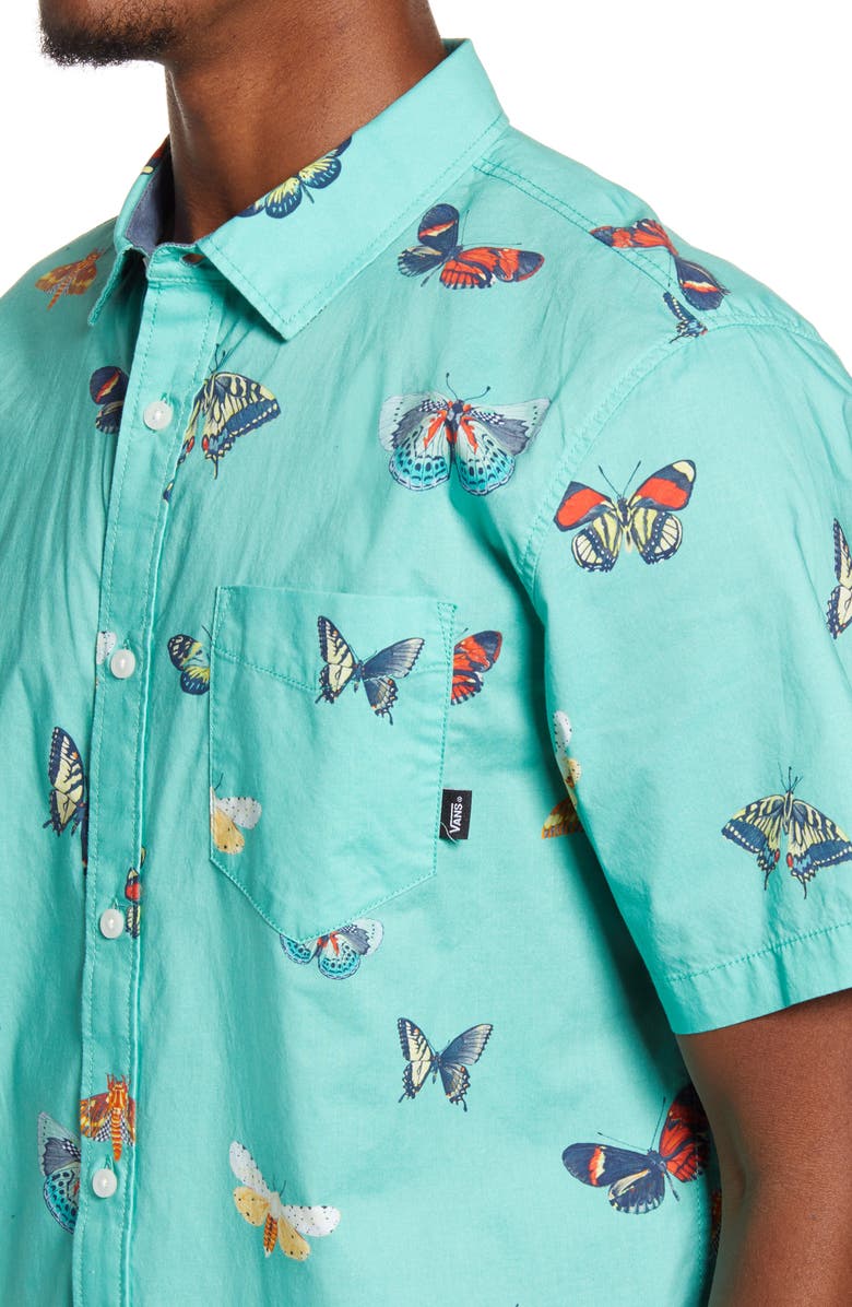 Vans Metamorphosis Slim Fit Print Short Sleeve Button-Up Shirt, Alternate, color, 