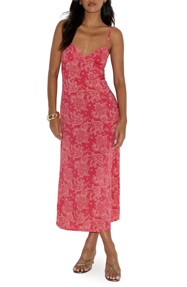 Motel Sastra Paisley Midi Slipdress, Main, color, Retro Paisley Pink