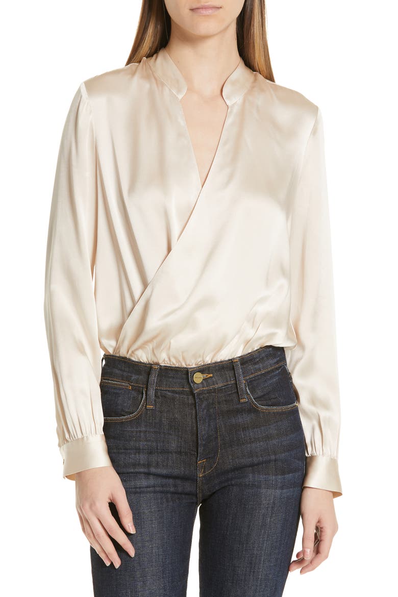 Marcella Silk Charmeuse Bodysuit, Main, color, CHAMPAGNE