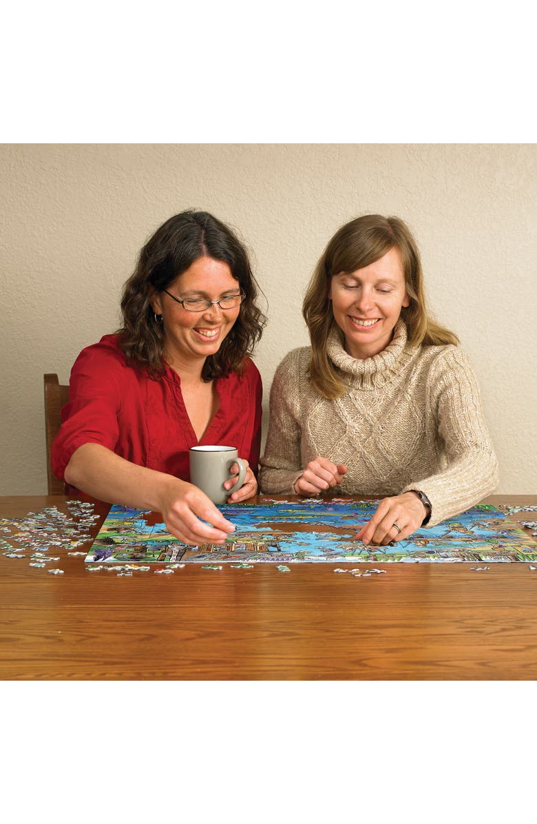 DoodleTown Gone Fishing 1000 Piece Puzzle Reference Poster Included, Alternate, color, Multicolored