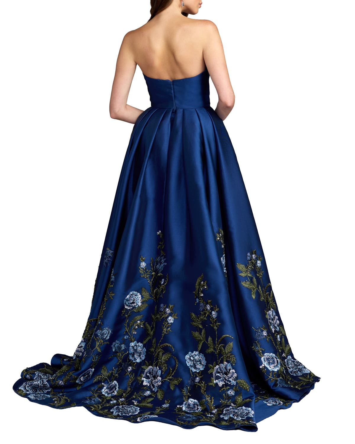 Mac Duggal Floral Embroidered Mikado Strapless Ball Gown (Women ...