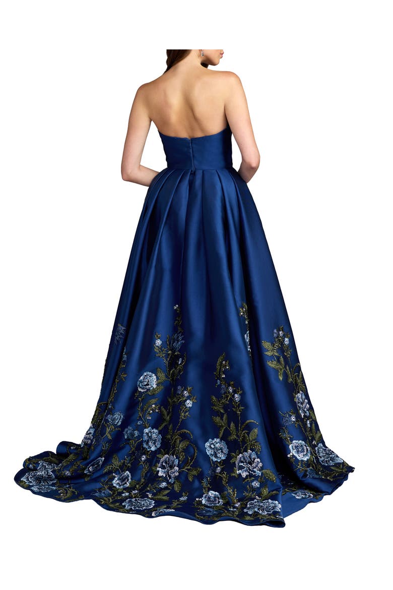 Floral Embroidered Mikado Strapless Ball Gown, Alternate, color, Midnight Multi