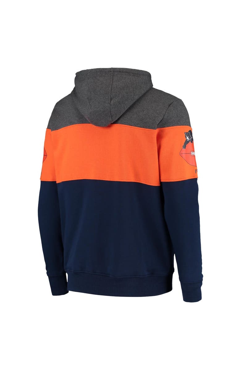 STARTER Men's Starter Heathered Charcoal/Orange Chicago Bears Extreme Fireballer Throwback Pullover Hoodie, Alternate, color, 