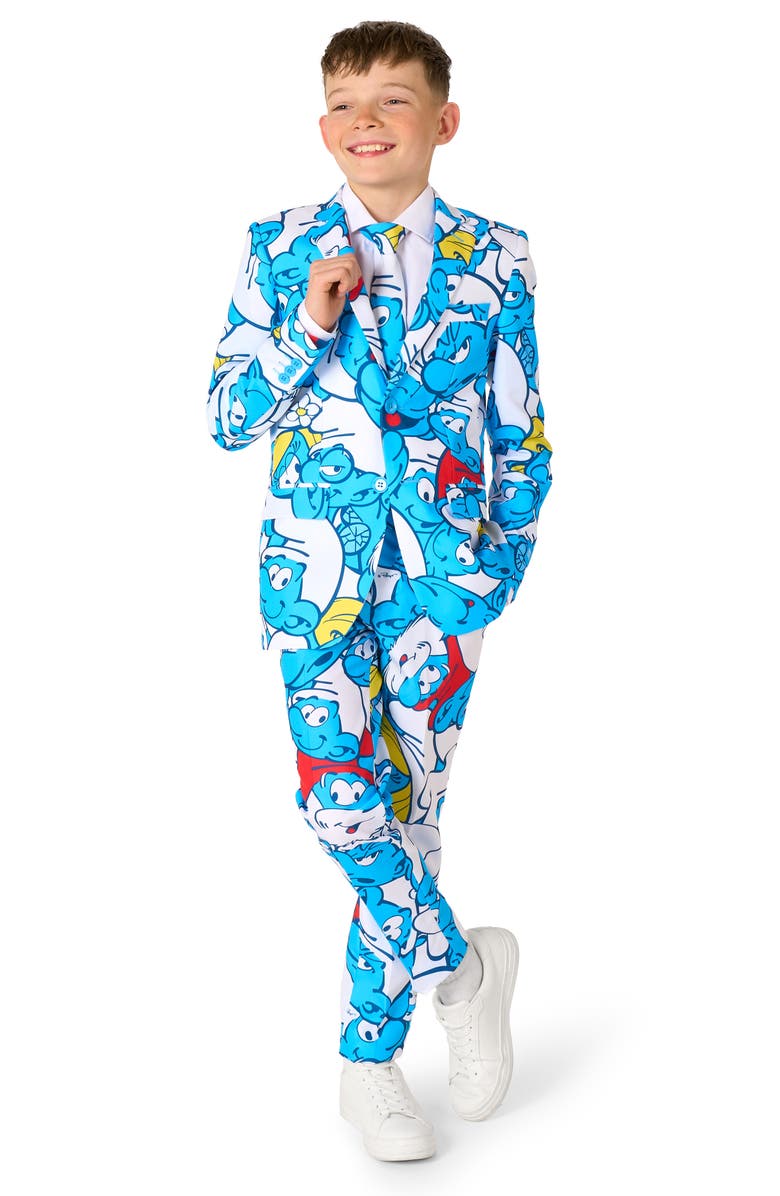 OppoSuits Kids' The Smurfs Two-Piece Suit & Tie Set, Main, color, Blue Multi