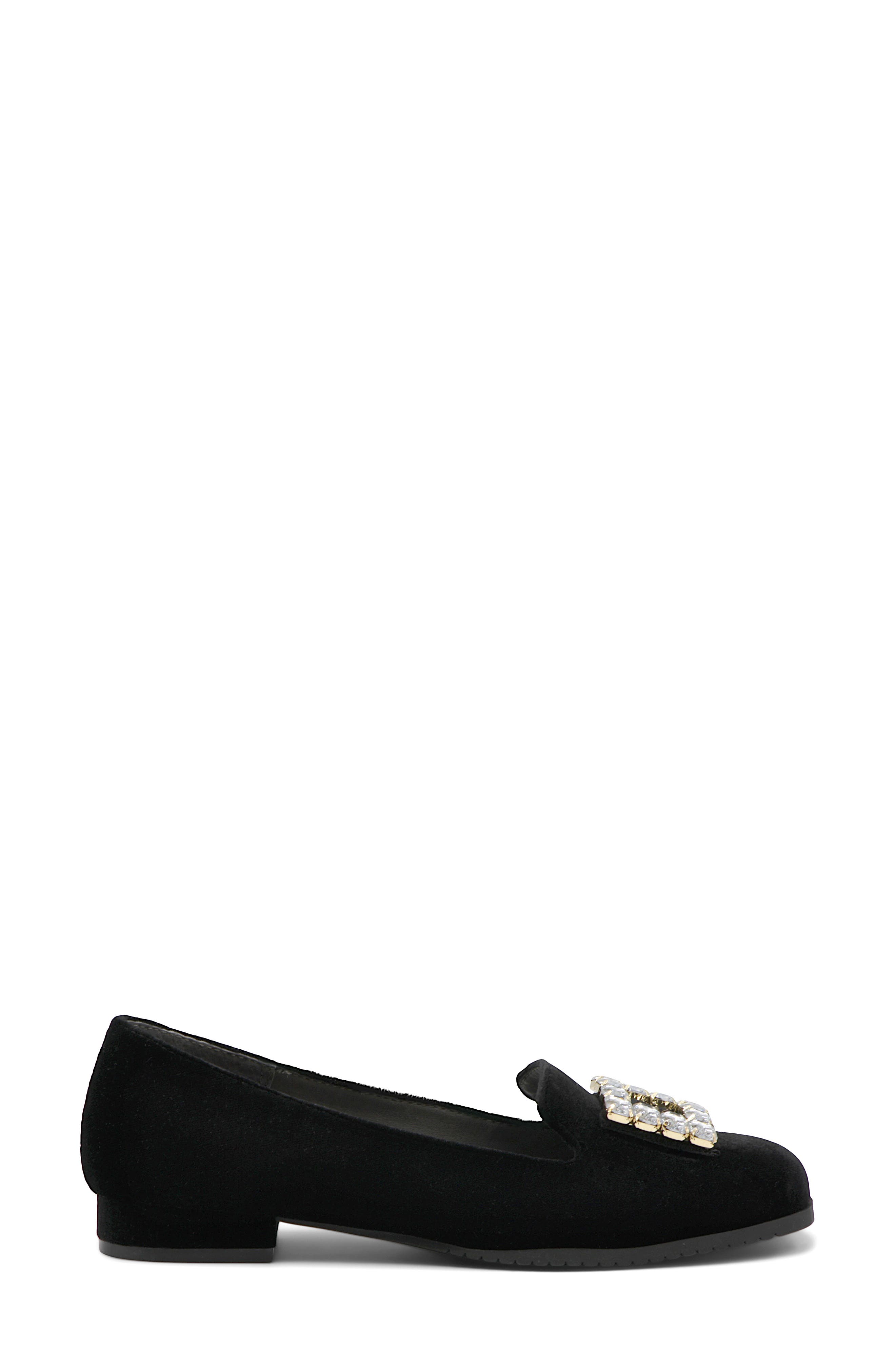 Adrienne Vittadini Vickee Embellished Velvet Loafer, Alternate, color, Black-Ve