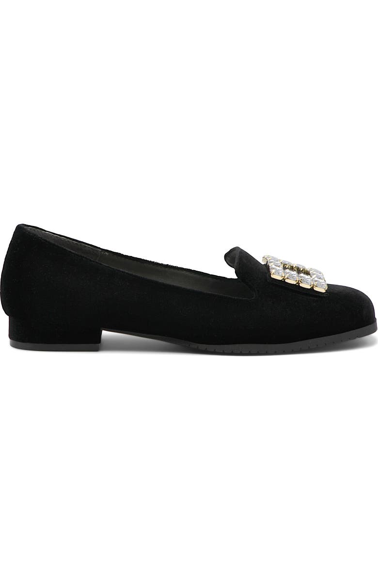 Adrienne Vittadini Vickee Embellished Velvet Loafer, Alternate, color, Black-Ve