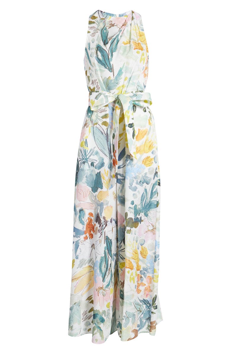 Ted Baker London Laylas Print Tie Waist Sleeveless Wide Leg Jumpsuit, Alternate, color, 