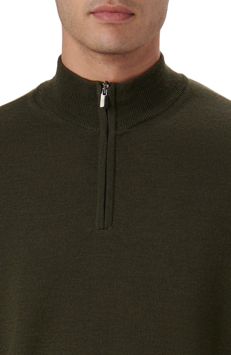 Bugatchi Quarter Zip Merino Wool Pullover, Alternate, color, Khaki