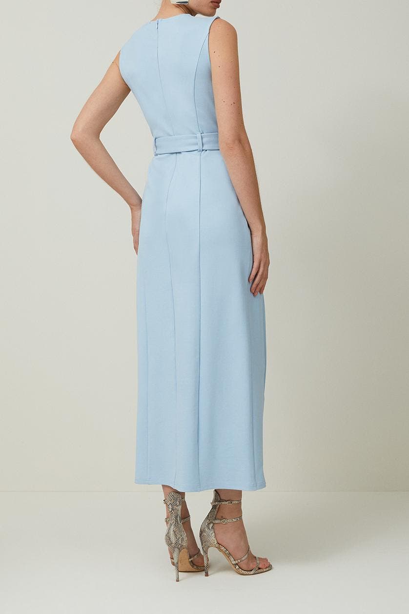 ponte and georgette jersey pleated maxi dress Karen Millen (Women) black pants