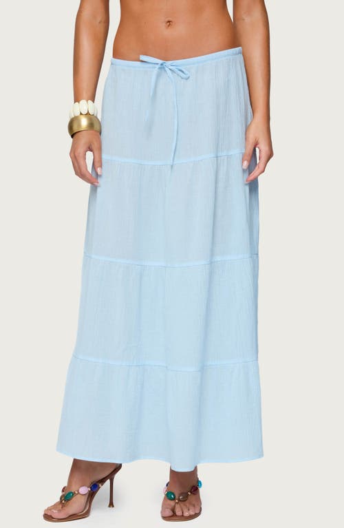 Edikted Kaila Cotton Tiered Maxi Skirt In Blue