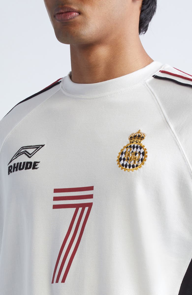 Rhude Lundun Soccer Jersey, Alternate, color, White / Black / Red 3113