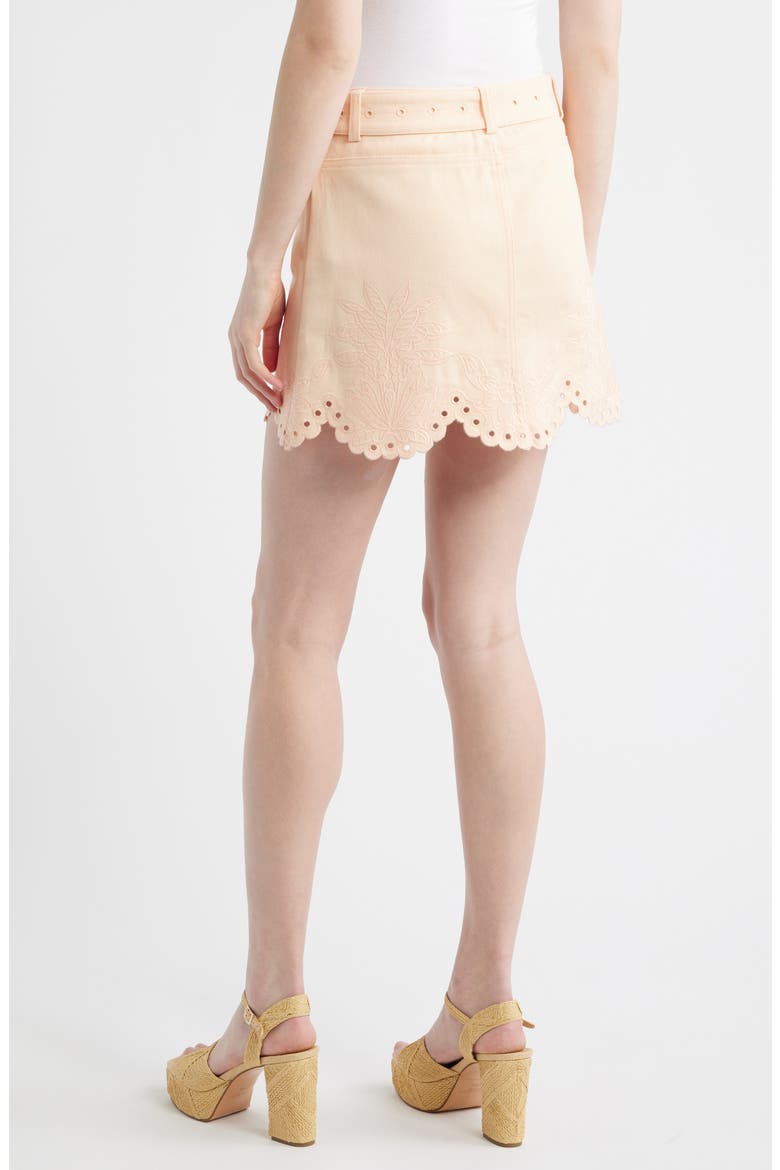 Belted Cotton Twill Miniskirt, Alternate, color, PINK