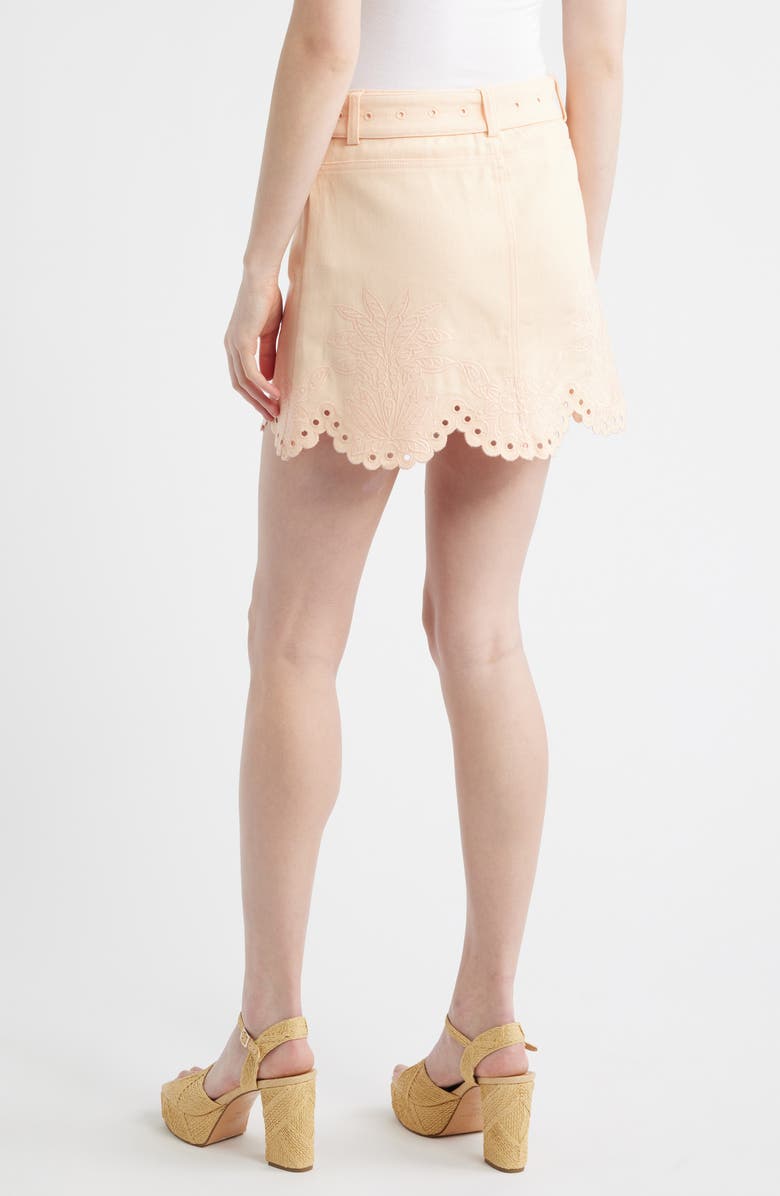 FARM Rio Belted Cotton Twill Miniskirt, Alternate, color, Pink