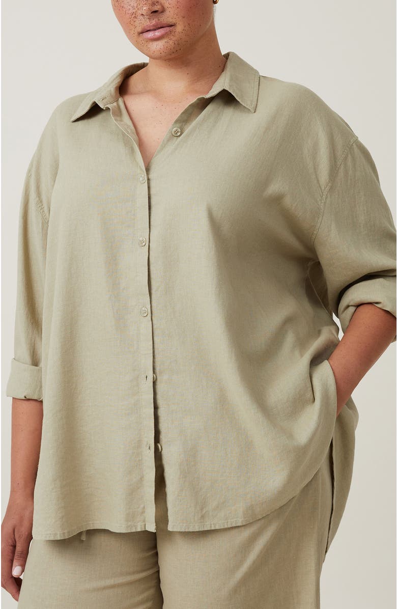 Cotton On Women's Haven Long Sleeve Shirt, Alternate, color, Desert Sage